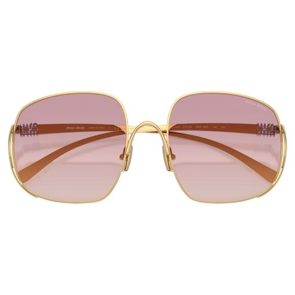 New MIU MIU Sunglasses MU A57S 5AK40S Gold Metal Square Oversized Gradient Lens - Picture 3 of 7